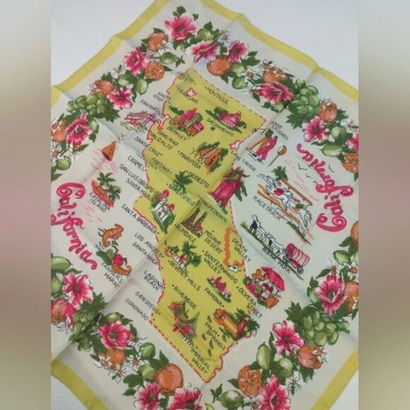 California USA Scarf  Souvenir Square USA Vintage - Picture 6 of 11